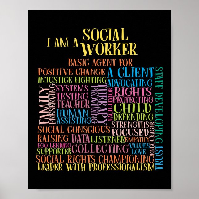 Jag blev en arbetare i Social Social Ord Cloud Poster (Framsidan)
