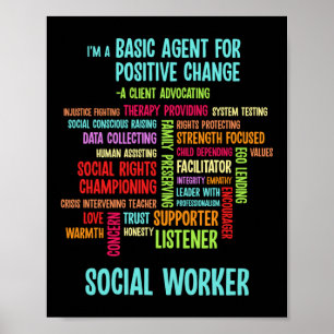 Jag blev en arbetare i Social Social Ord Cloud Poster