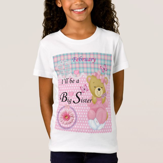 Jag blir en stor syster, februari Girls T-shirt (Framsida)