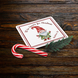 Jag blir Gnome för jul Vattenfärg Färgrik Underlägg Papper Kvadrat
