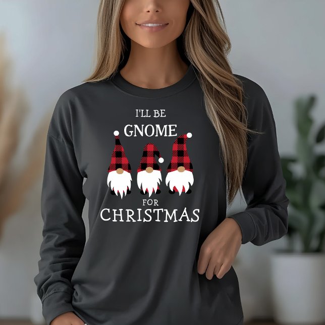 Jag blir Gnome till jul T-Shirt (I'll be Gnome for Christmas Cute Christmas Long Sleeved T-shirt)
