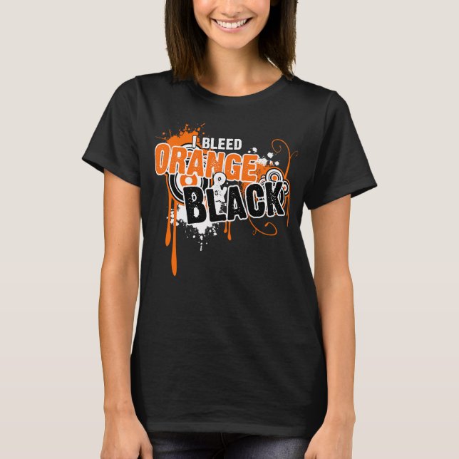 Jag Blöder Orange Och Svart T Shirt (Framsida)
