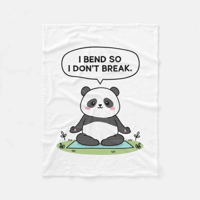 “Jag böjer mig så jag inte går sönder” pandadesign Fleecefilt (Framsidan)