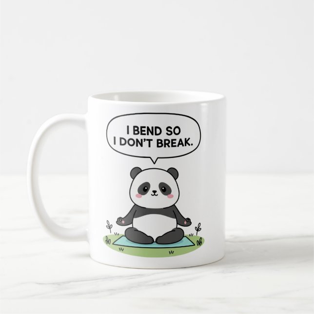 “Jag böjer mig så jag inte går sönder” pandadesign Kaffemugg (Vänster)