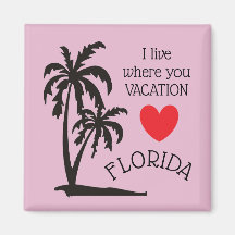 Jag bor där du semester Florida palmtree magnet