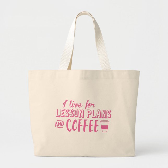 jag bor för kurs planerar och kaffe jumbo tygkasse (Framsidan)