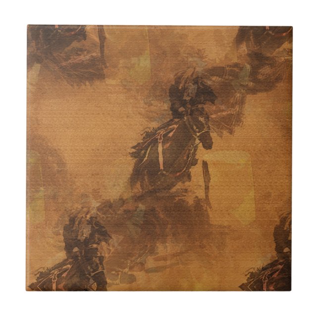 Jag bor i Barrel Tävling - Rodeo Event Square Kakelplatta (Framsidan)