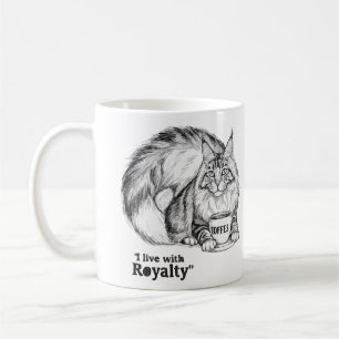Jag bor med Royalty Cat Mugg - Maine Coon Coffee
