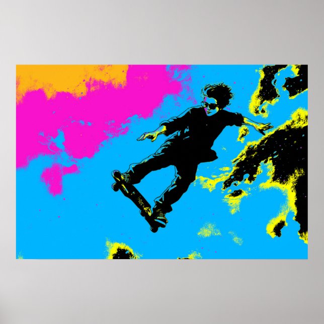 Jag bor till flygplanet - Skateboarder Poster (Framsidan)