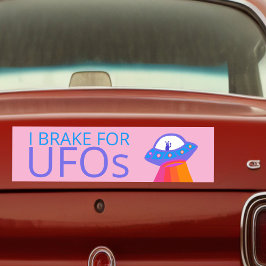 JAG BRAKE FÖR UFOS Cute Alien Spacesship Bildekal