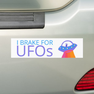 JAG BRAKE FÖR UFOS Cute Alien Spacesship Bildekal