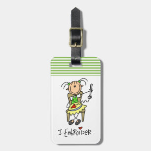 Jag broderar stick figur bagagebricka