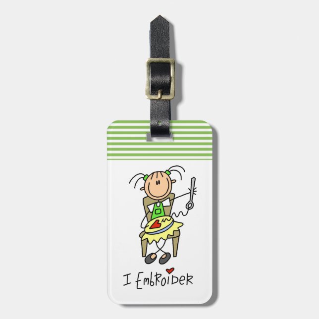 Jag broderar stick figur bagagebricka (Vertikal Framsida)
