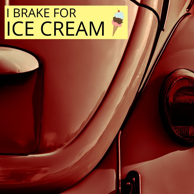 JAG BROKAR FÖR ICE CREAM Cute Ice Cream Cone Bildekal (I BRAKE FOR ICE CREAM Cute Ice Cream Cone hand drawn Bumper Sticker
)