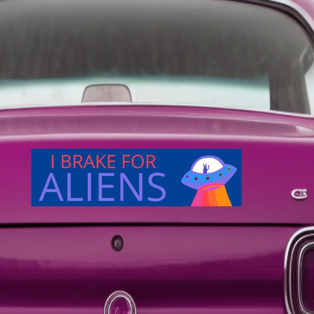 JAG BROKAR FÖR UTOMJORDINGAR Cute UFO-slacesship Bildekal (I BRAKE FOR ALIENS Cute UFO Spaceship Bumper Sticker
)