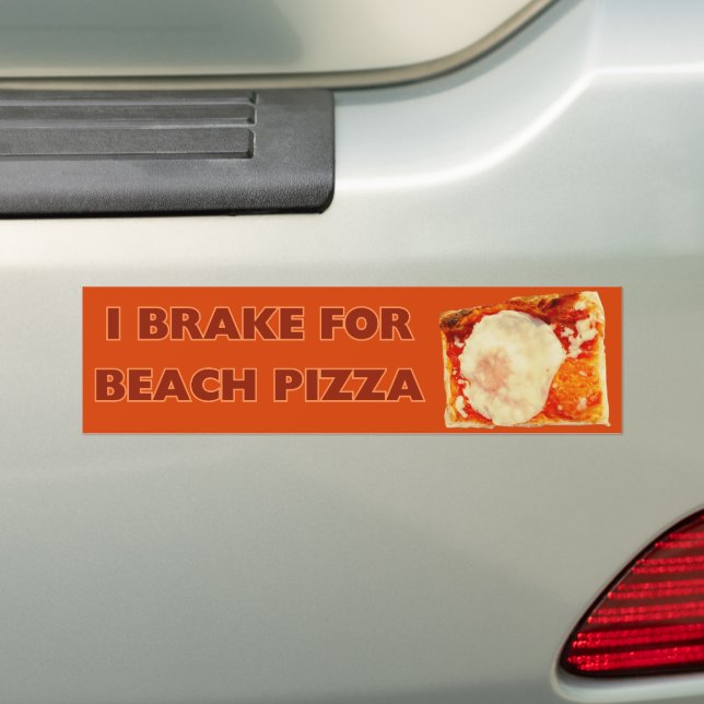 Jag bromsar för Beach Pizza Bumper Sticker Bildekal (På Bil)