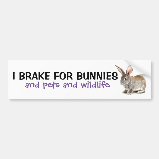 Jag bromsar för Bunnies Bumper Sticker Bildekal (Framsidan)