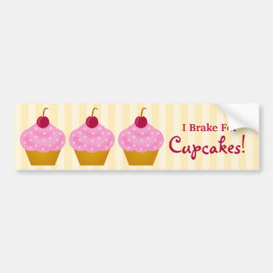 Jag bromsar för cupcakes Mega Kawaii Klistermärke