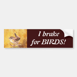 Jag bromsar för fåglar - Fågel med Cute Wren Art Bildekal