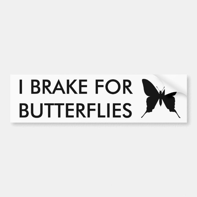 Jag bromsar för fjärilar Bumper Sticker Bildekal (Framsidan)