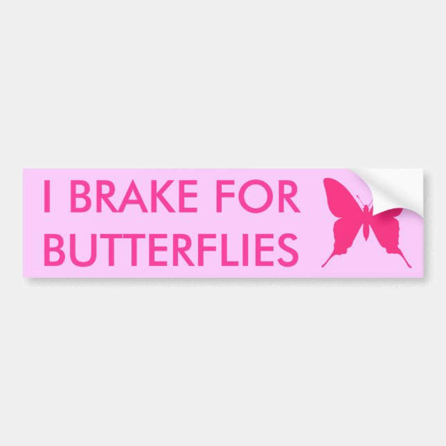 Jag bromsar för fjärilar Rosa Bildekal (Framsidan)