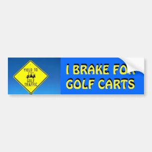 Jag bromsar för Golf Carts Gult-typsnitt Bildekal