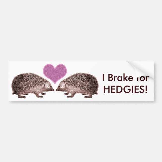 Jag bromsar för HEDGIES! Spara Hedgehogs Bildekal (Framsidan)