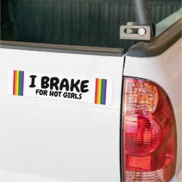 Jag bromsar för Hett Girls Rainbow Pride Gay Thmet Bildekal