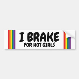 Jag bromsar för Hett Girls Rainbow Pride Gay Thmet Bildekal