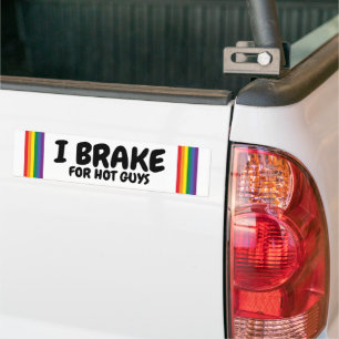 Jag bromsar för Hett killar Rainbow Pride Gay Thav Bildekal