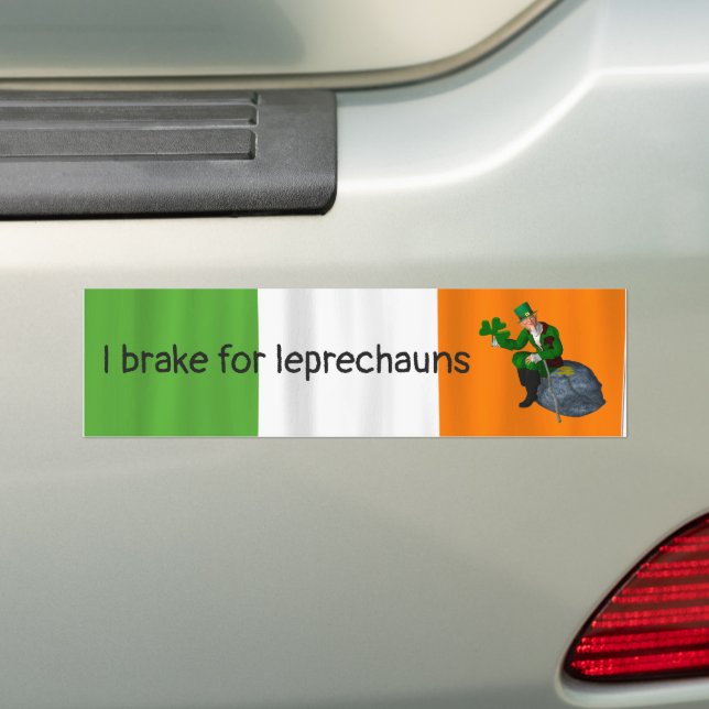 Jag bromsar för Leprechauns St. Patrick's Day Bildekal (På Bil)