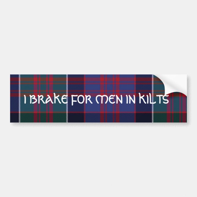 Jag bromsar för manar i kilt- klan ranald tartan bildekal (Framsidan)