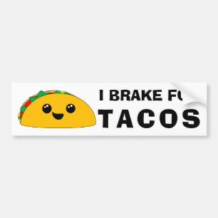 Jag bromsar för tacosen gulliga Kawaii Bildekal