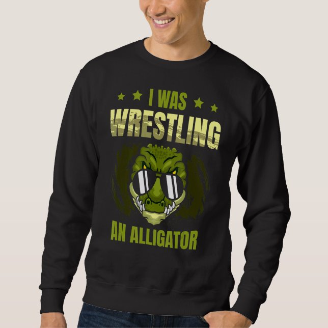Jag brottade en Alligator Arm Wrestler Arm Wres Lång Ärmad Tröja (Framsida)