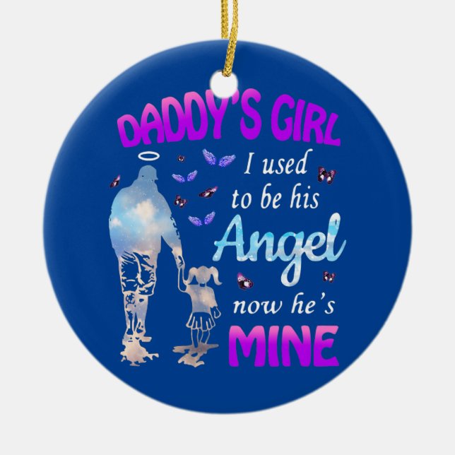 Jag brukade vara hans ängel nu är han min julgransprydnad keramik (Framsidan)