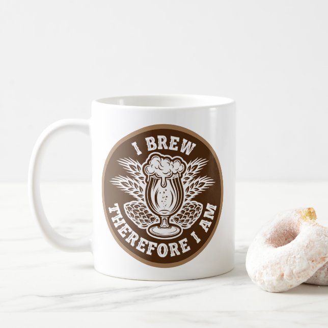 Jag brygger alltså är jag kaffemugg (Med munk)