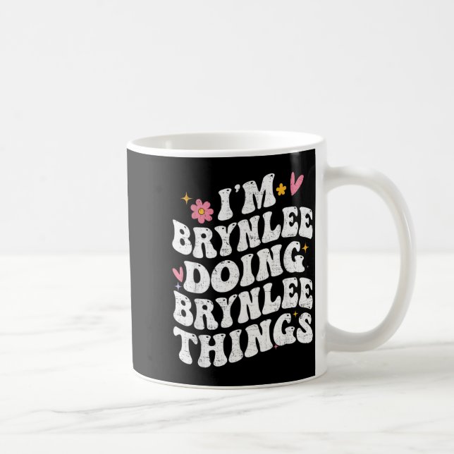 Jag Brynlee Gör Brynlee Saker Retro Groovy Kaffemugg (Höger)