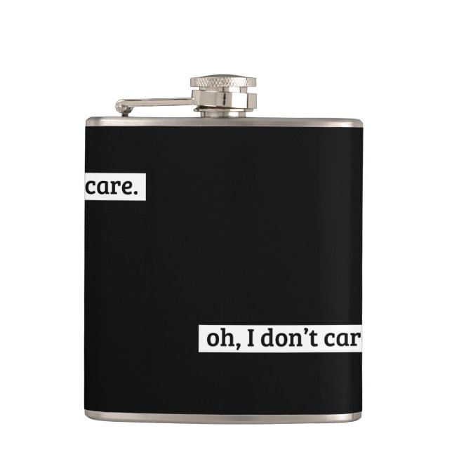 Jag bryr mig inte om Sarcastic-meddelande Fickplunta (Framsidan)