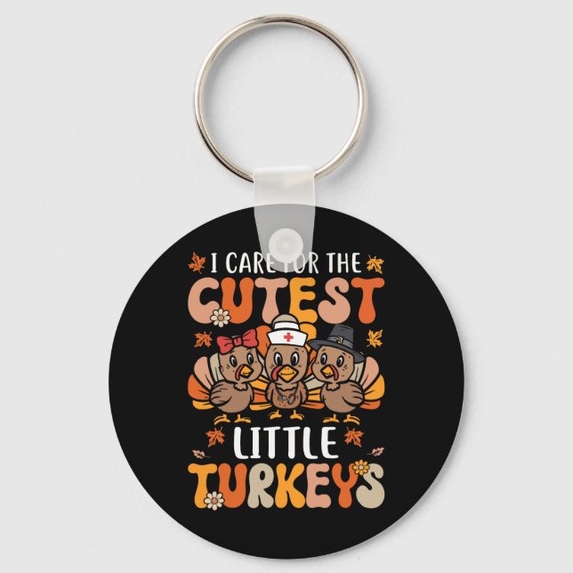 Jag bryr mig om Thanksgivingen för kalkoner. Nyckelring (Framsida)