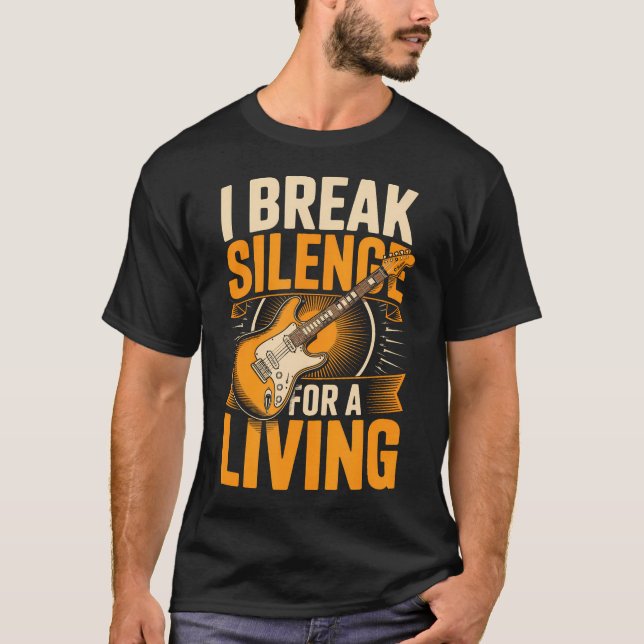 Jag bryter tystnad för ett levande gitarrspelarröt t shirt (Framsida)