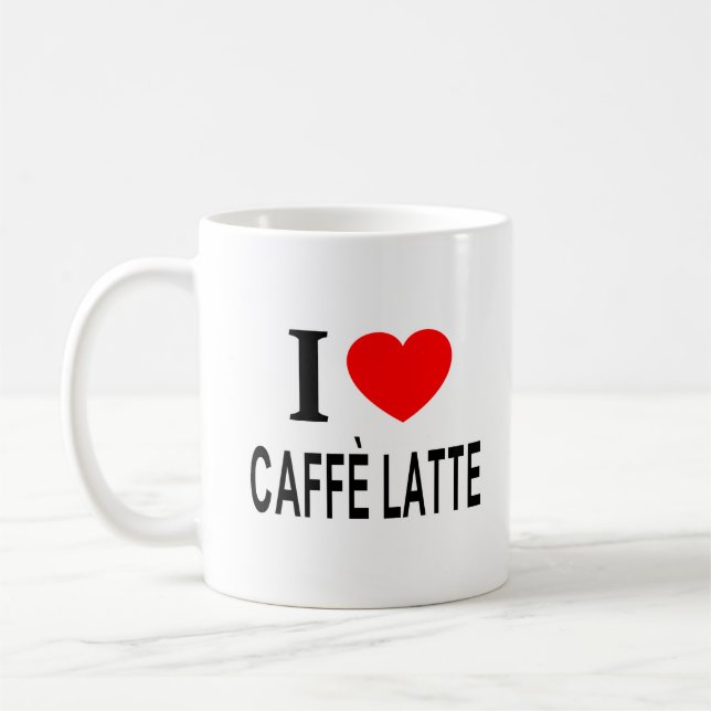 Jag ❤️ CAFFÈ LATTE JAG ÄLSKAR CAFFÈ LATTE JAG HJÄR Kaffemugg (Vänster)