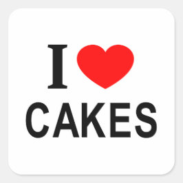 JAG ❤️ CAKES I KÄRLEK CAKES I HEART CAKES FYRKANTIGT KLISTERMÄRKE