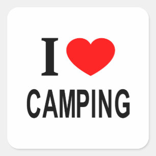 Jag ❤️ CAMPING JAG ÄLSKAR CAMPING JAG HJÄRTA CAMPI Fyrkantigt Klistermärke