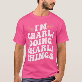 Jag Charli gör Charli-saker Retro Groovy Personlig T Shirt
