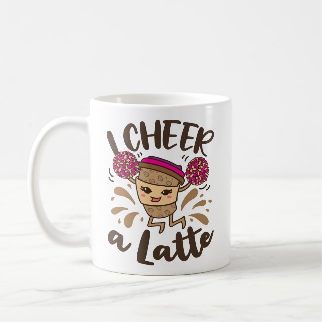 Jag Cheer en latte Cute Cheerlead Coffee Kaffemugg (Vänster)