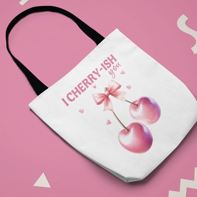 "Jag Cherry-ish You" med det anpassade namnet Roma Tygkasse ('I Cherry-ish You' with Custom Name Romantic Tote Bag)