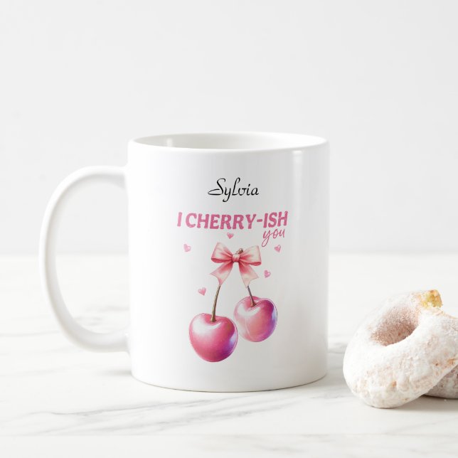 Jag Cherryish You Funny Cherry Pun anpassade Kaffemugg (Med munk)