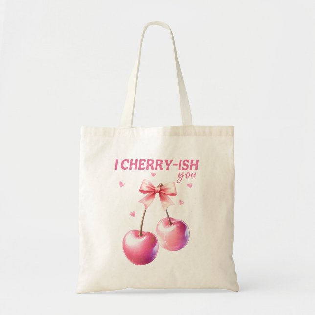 Jag Cherryish You Funny Valentine Day Cherry Pun Tygkasse (Framsidan)