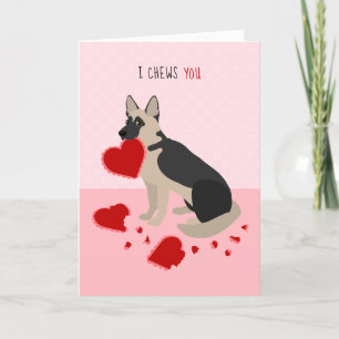 Jag Chews You German Shepherd Valentine Day Helgkort