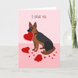 Jag Chews You German Shepherd Valentine Day Helgkort